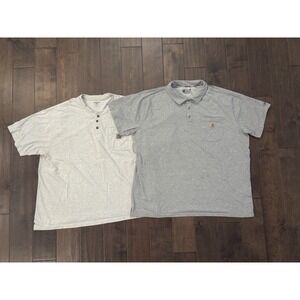 Carhartt Force Lot Of 2 Mens Short Sleeve T-Shirt Grey Size 2XL Logo Relaxed Fit